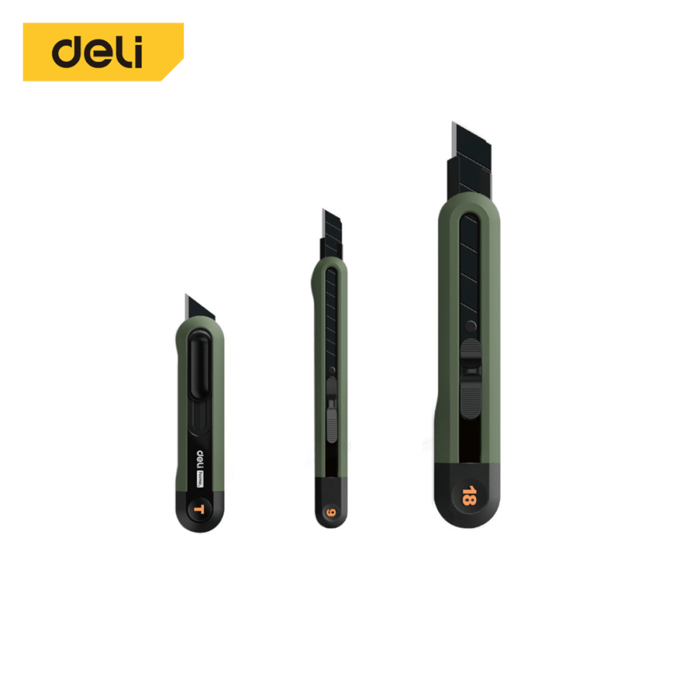 คัตเตอร์ DELI HT4003L-GN-01 แพ็ค 3ชิ้น สีเขียว